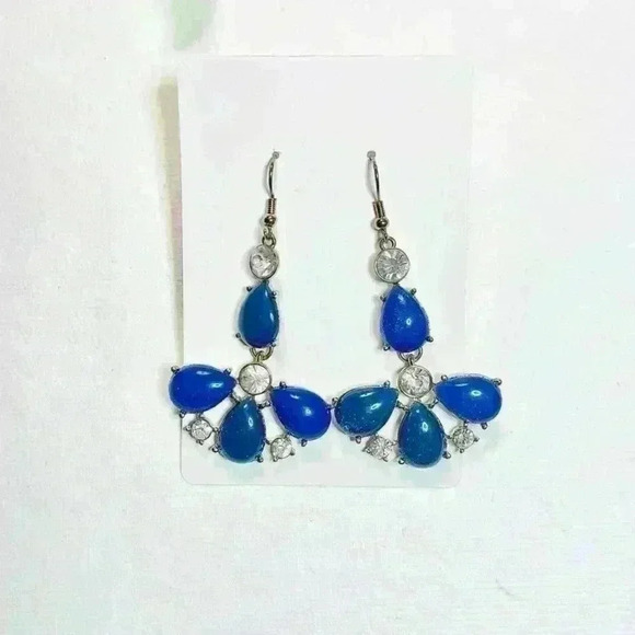 Blue Flower Statement Earrings - Picture 2 of 5